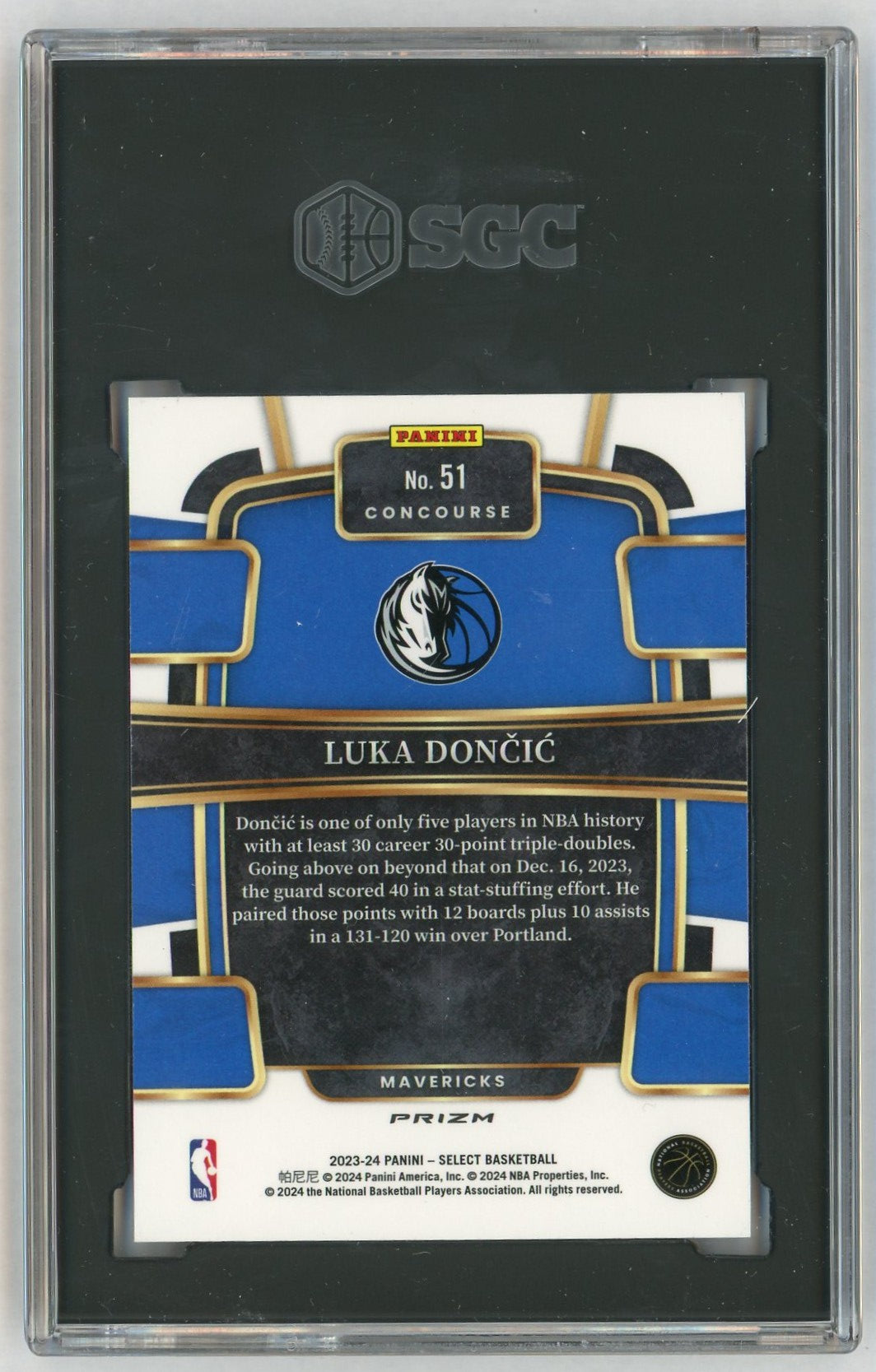 2023-24 Select #51 Luka Doncic Blue SGC 9.5