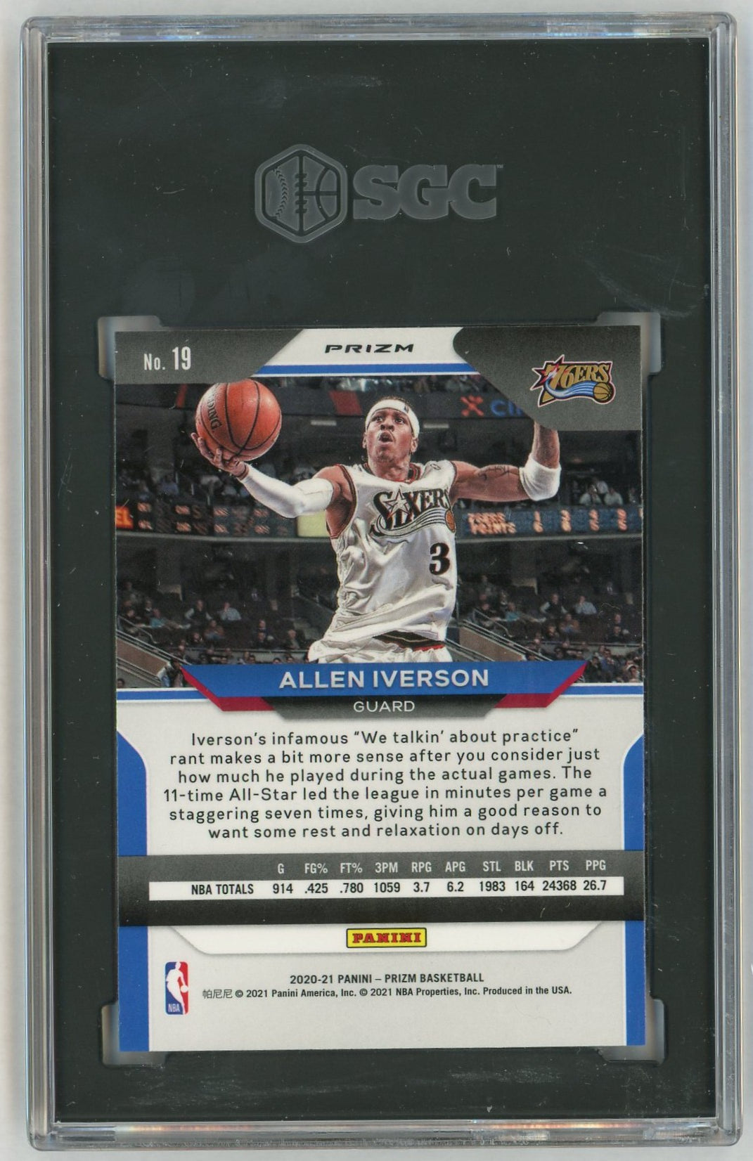 2020 Prizm #19 Allen Iverson Silver SGC 9.5