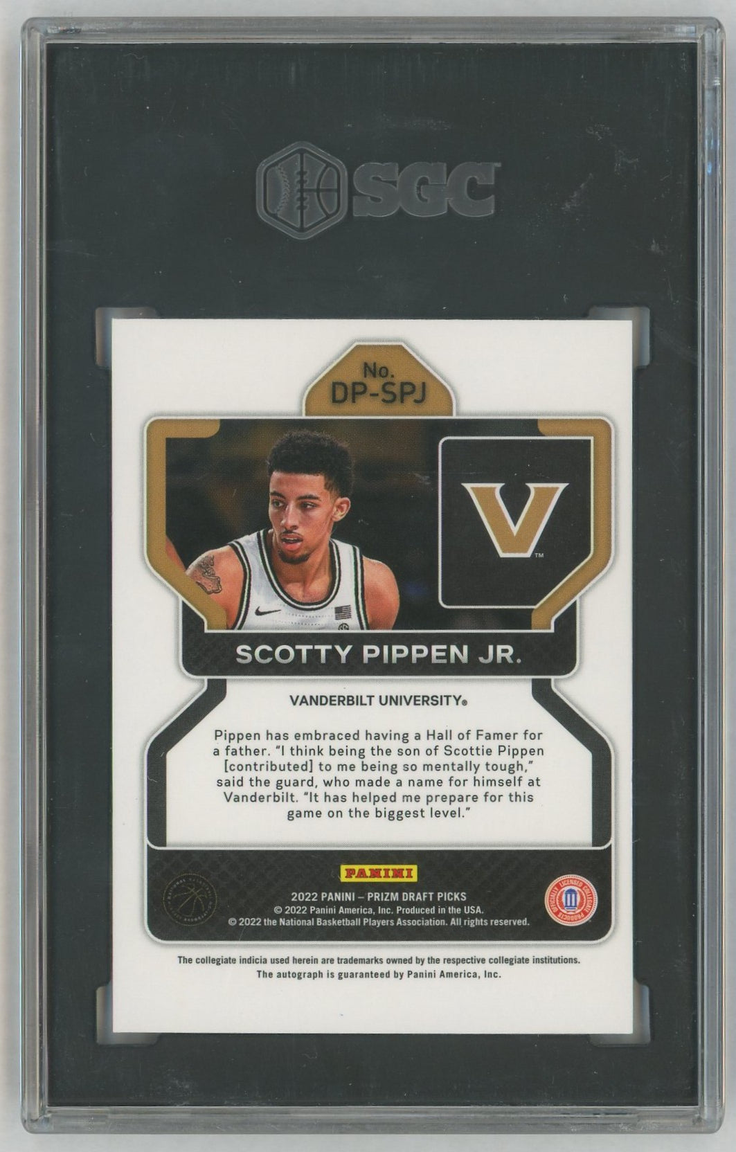2022 Prizm Draft Picks #DP-SPJ Scotty Pippen Jr Auto SGC 9.5