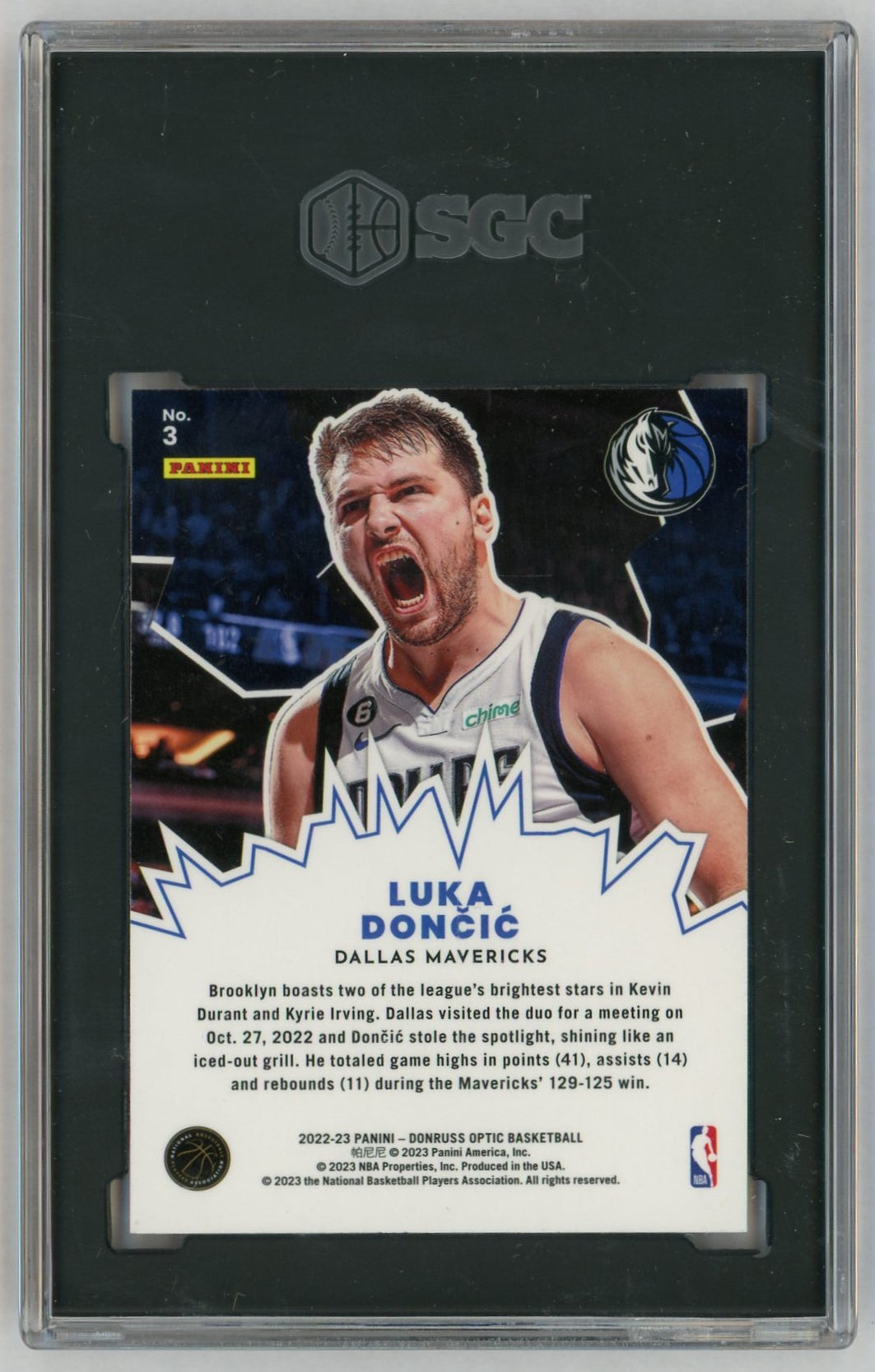 2022 Donruss Optic #3 Luka Dončić My House SGC 9.5