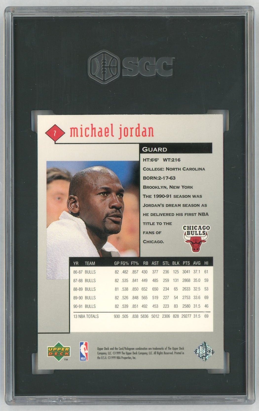 1998-99 Black Diamond #7 Michael Jordan SGC 7