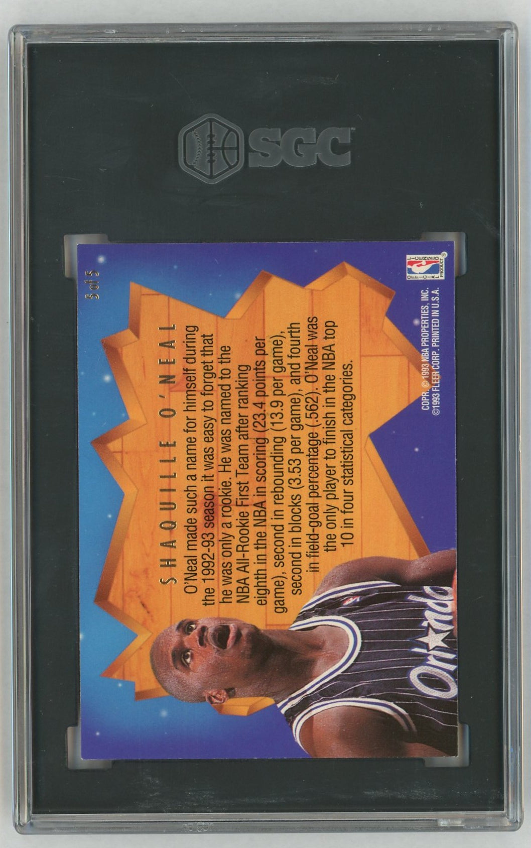 1993 Fleer Ultra #5 Shaquille O'Neal All-Rookie Team RC SGC 8.5