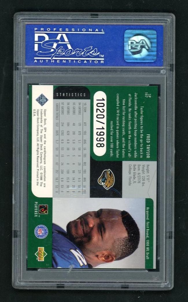 1998 Spx Finite Fred Taylor #187 /1998 PSA 9