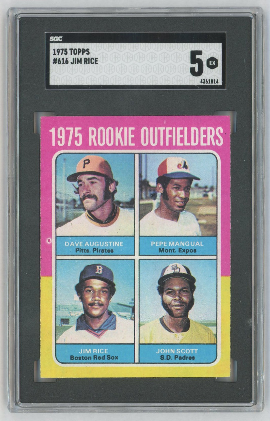 1975 Topps #616 Jim Rice Rookie Outfielders RC SGC 5