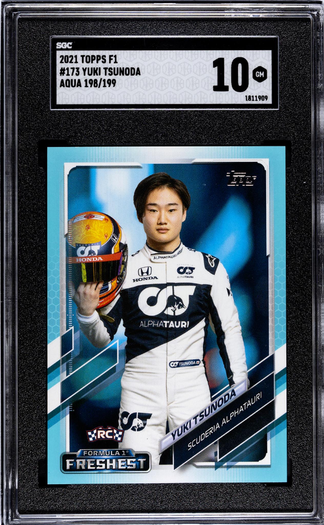 2021 Topps F1 Aqua Yuki Tsunoda #173 RC /199 SGC 10