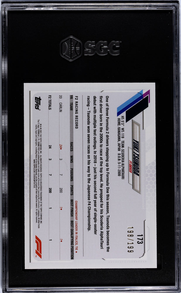 2021 Topps F1 Aqua Yuki Tsunoda #173 RC /199 SGC 10