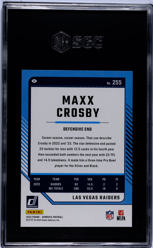 2024 Donruss #255 Maxx Crosby Green Press Proof SGC 10