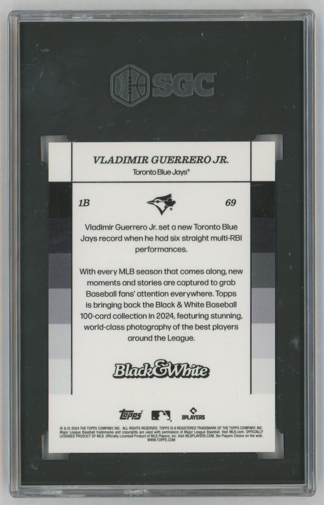2024 Topps Black & White Vladimir Guerrero Jr. #69 SGC 10
