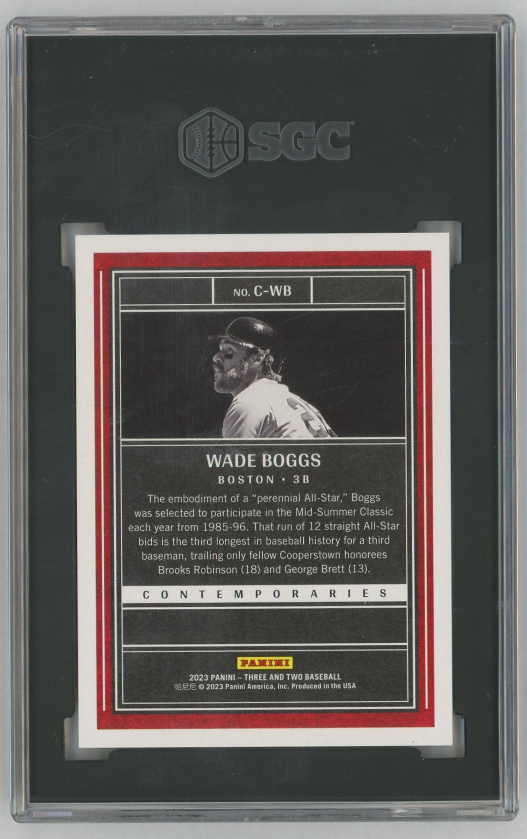 2023 Panini Three & Two #C-WB Wade Boggs Contemporaries /150 SGC 10