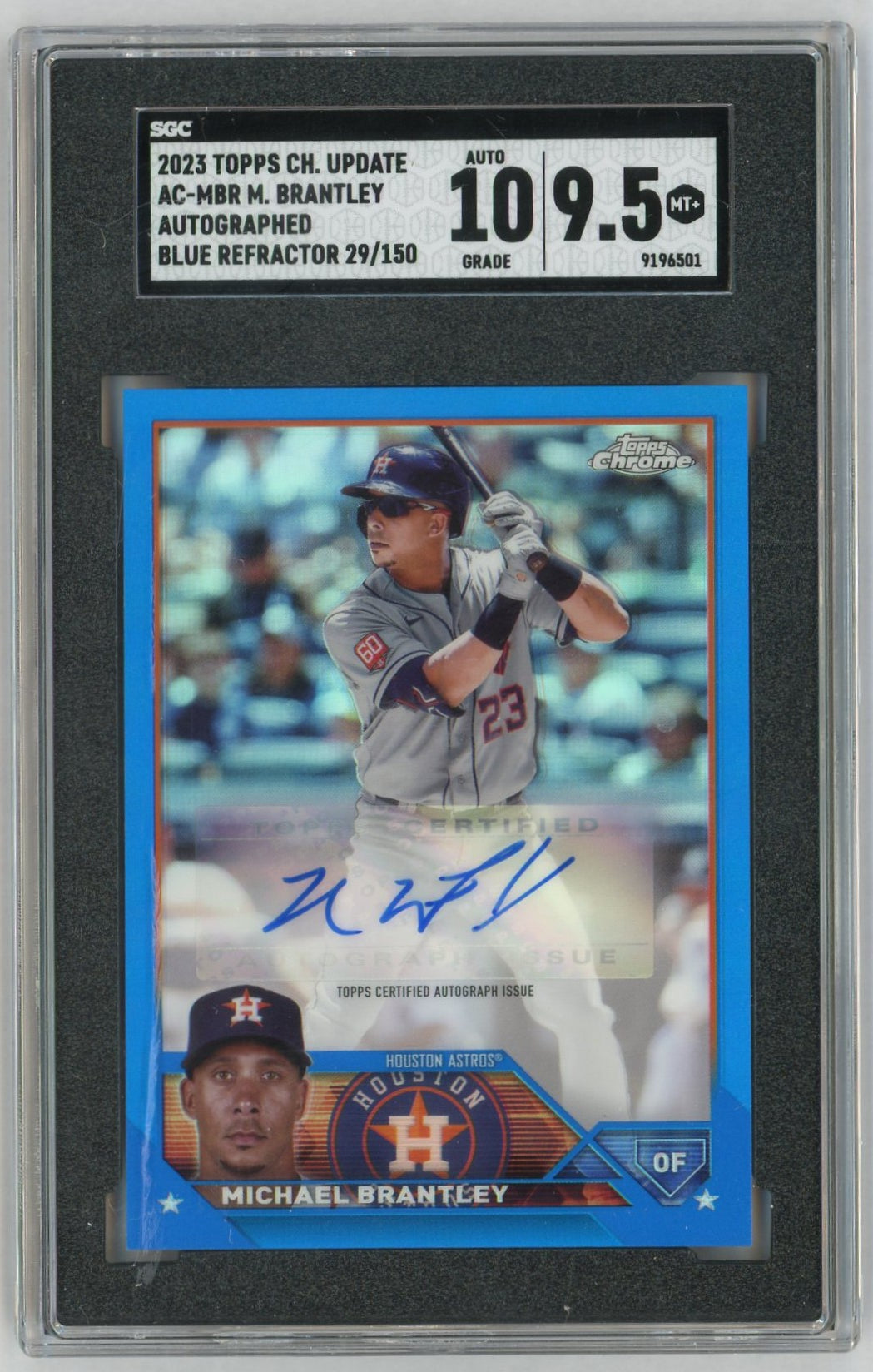 2023 Topps Chrome Update Michael Brantley Blue Refractor Auto #AC-MBR /150 SGC 9.5