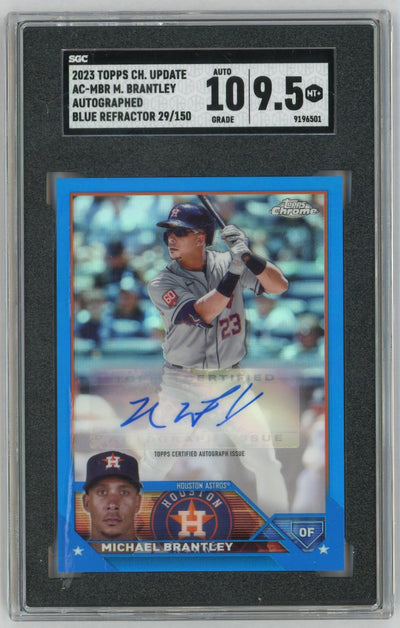 2023 Topps Chrome Update Michael Brantley Blue Refractor Auto #AC-MBR /150 SGC 9.5