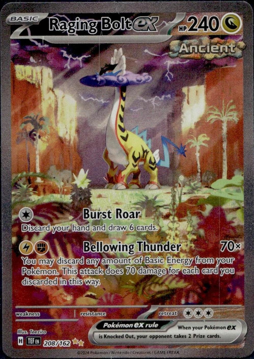 2014 Nintendo Pokemon #208/162 Raging Bolt EX Ancient