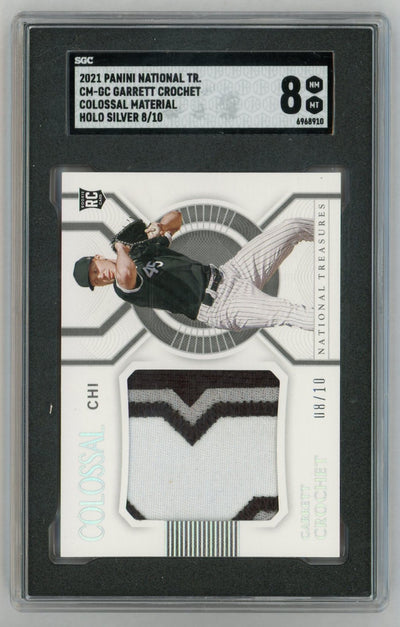 2021 National Treasures #CM-GC Garrett Crochet Colossal Game-Worn Jumbo 3-Color Patch Rookie RC /10 SGC 8