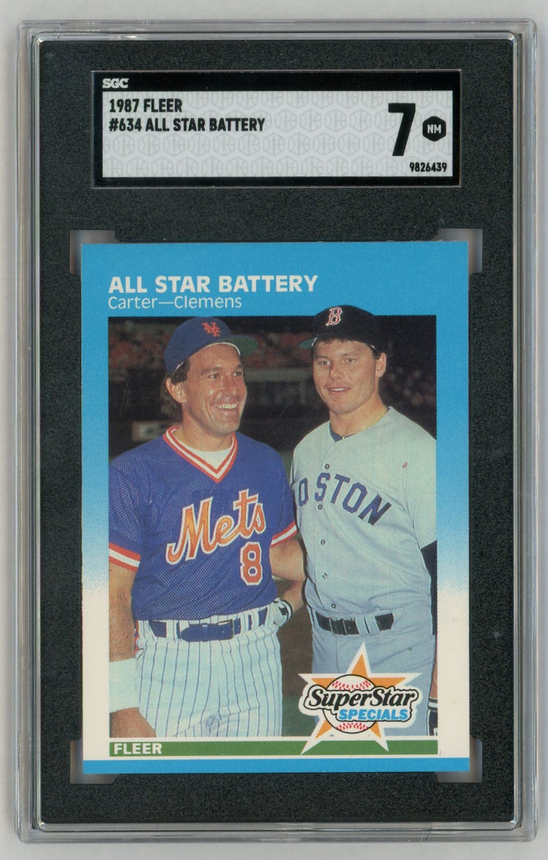 1987 Fleer #634 Roger Clemens/Gary Carter All Star Battery SGC 7