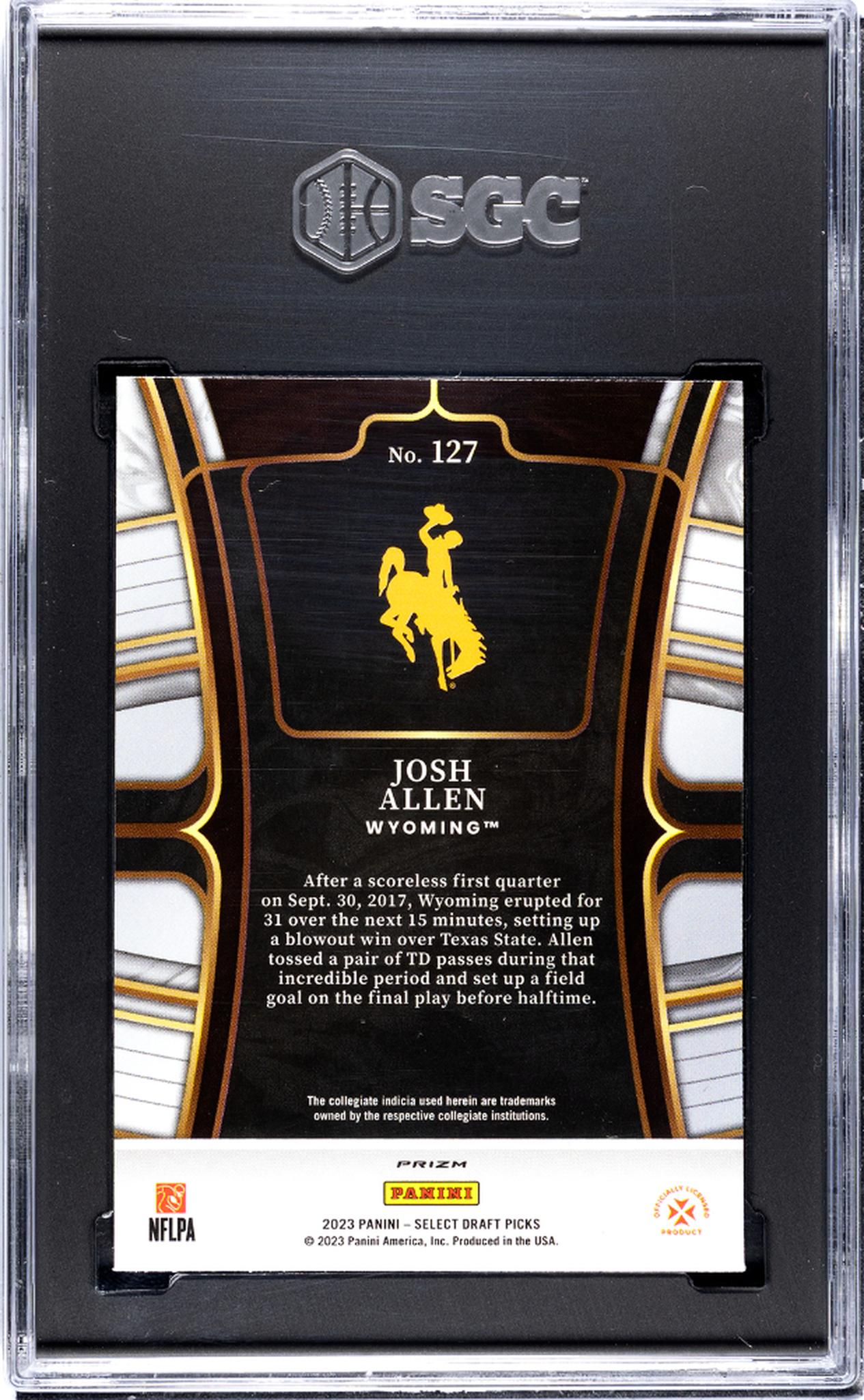 2023 Panini Select Draft Picks #127 Josh Allen Gold Lazer Prizm SGC 10