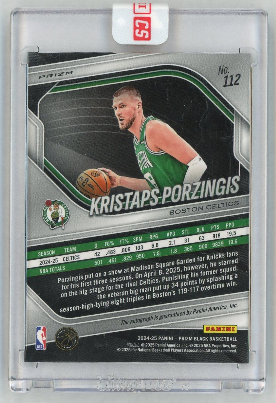 2024 Prizm Black #112 Kristaps Porzingis Silver Auto