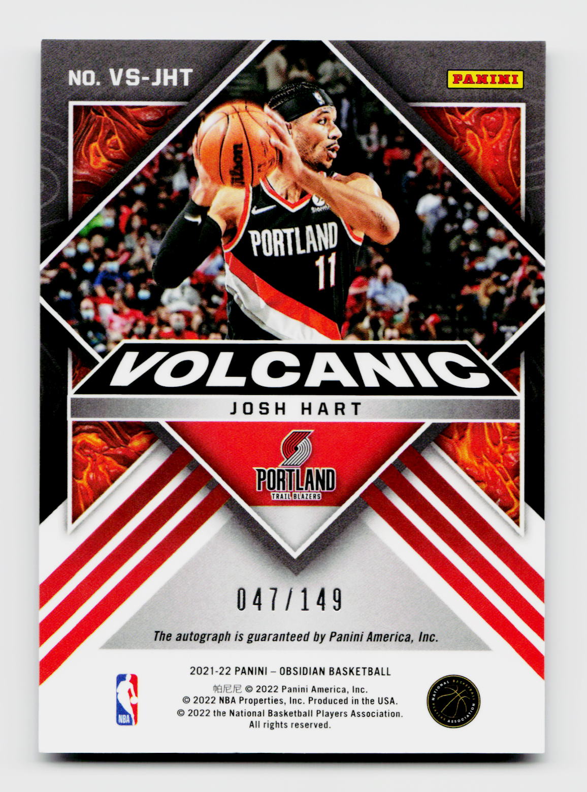 2021-22 Obsidian #VS-JHT Josh Hart Volcanic Auto /149