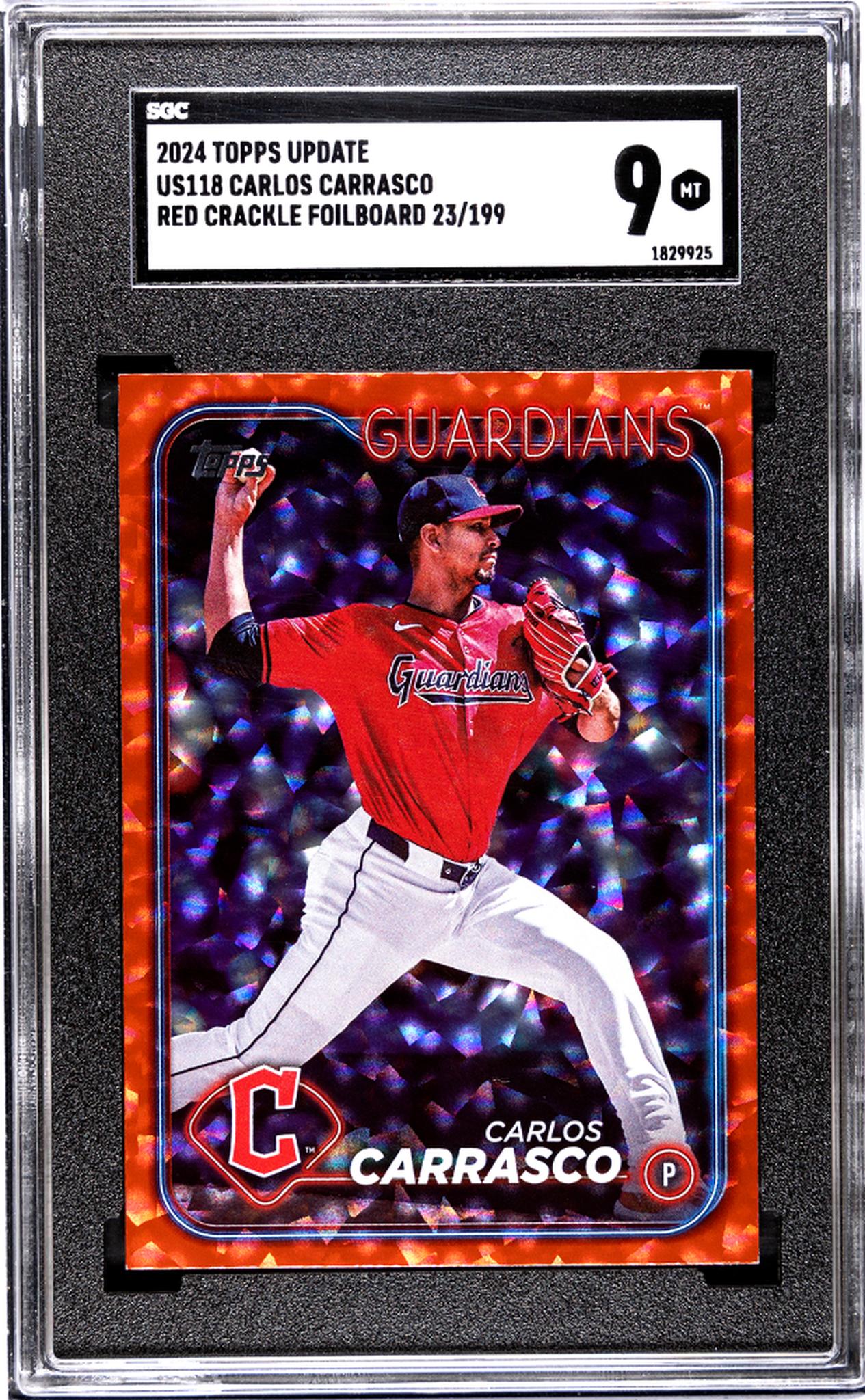 2024 Topps Update #US118 Carlos Carrasco Red Crackle Foilboard /199 SGC 9