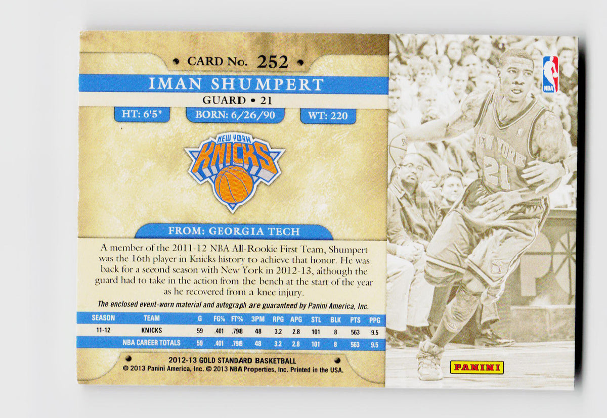 2012 Gold Standard #252 Iman Shumpert Game-Worn Patch Auto