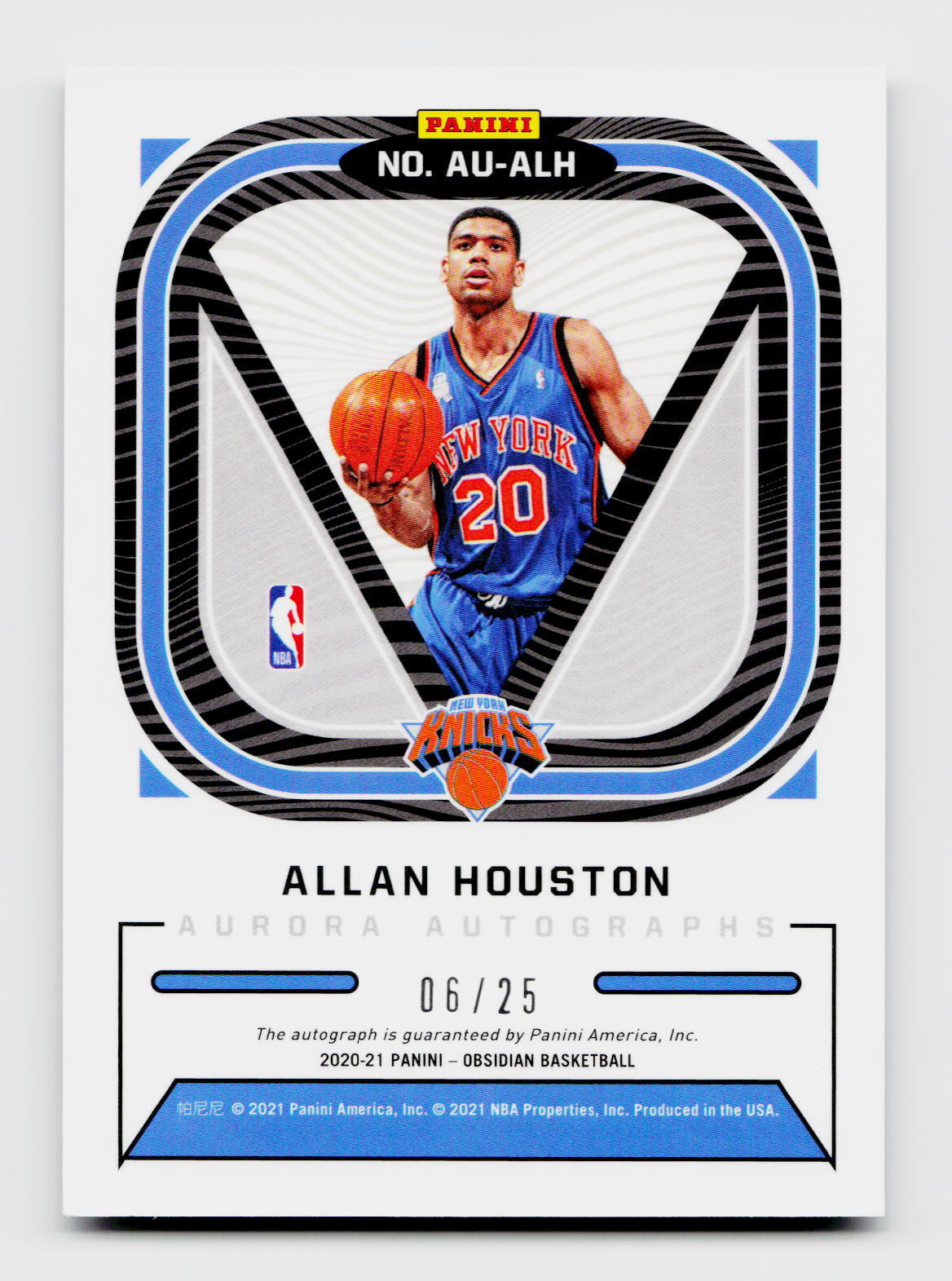 2020 Obsidian #AU-ALH Allan Houston Aurora Green Auto /25