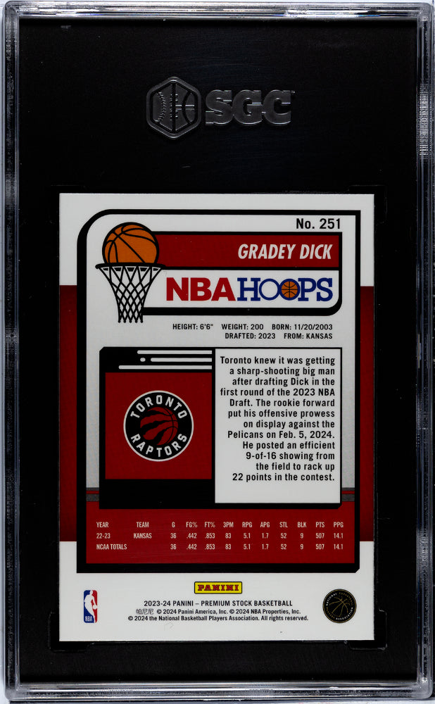 2023-24 Panini Hoops Gradey Dick #251 RC SGC 9.5