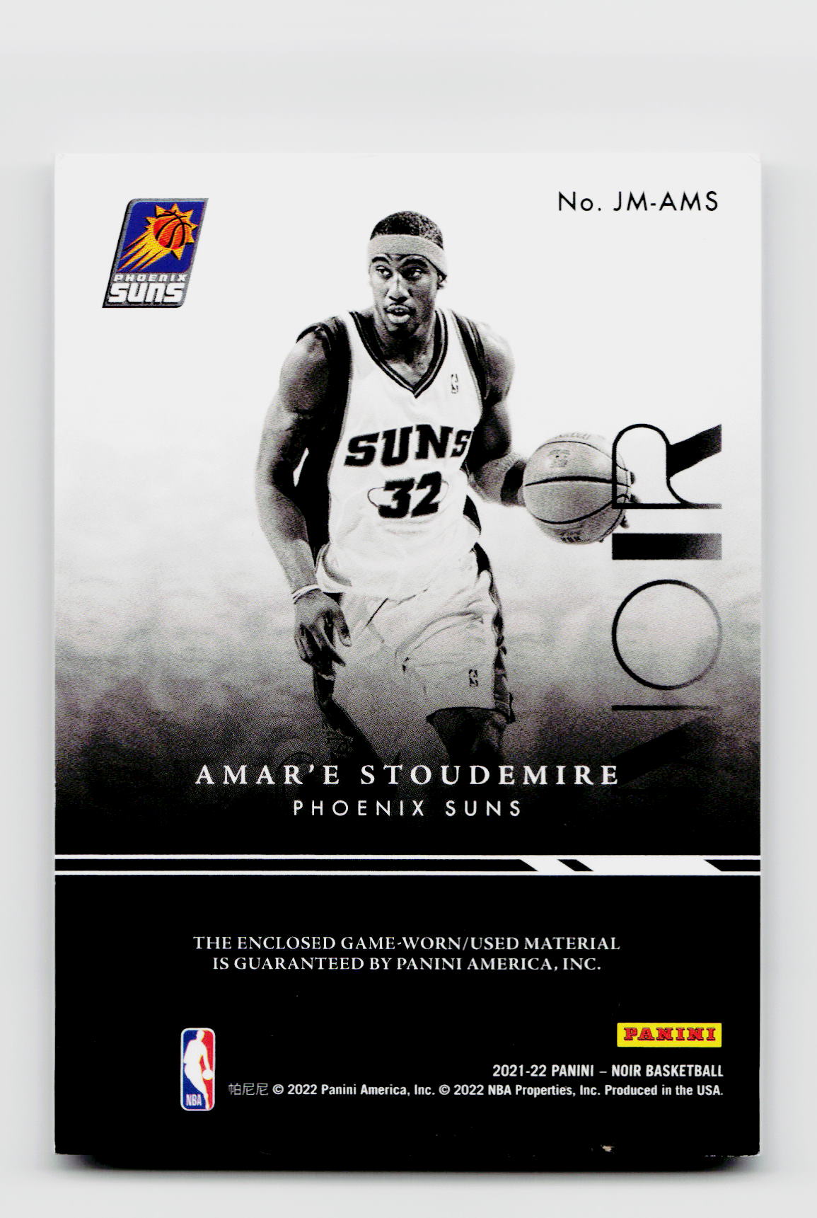 2021-22 Panini Noir #JM-AMS Amar'e Stoudemire Game-Used Jumbo Patch /99