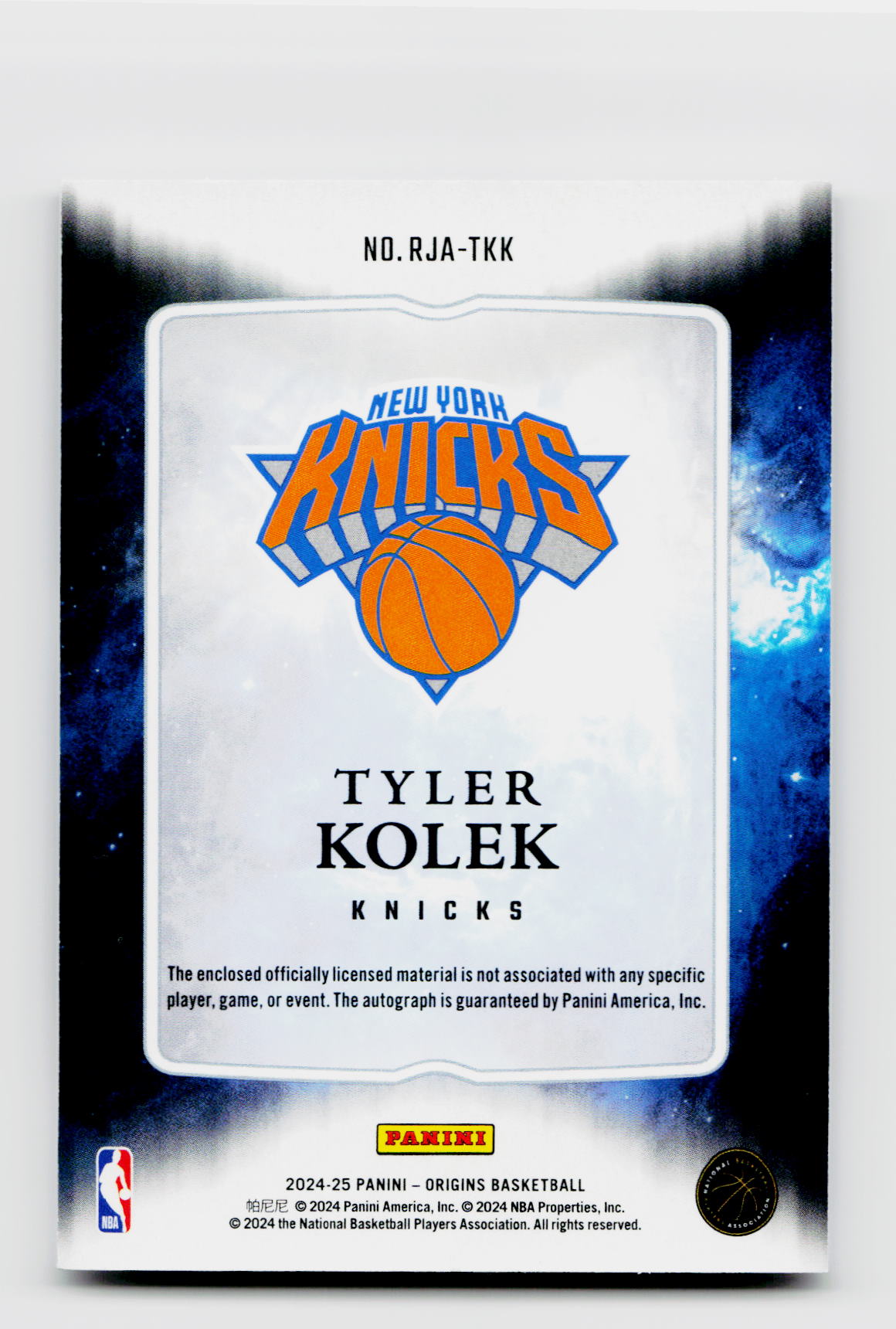 2024 Origins #RJA-TKK Tyler Kolek Rookie Patch Auto