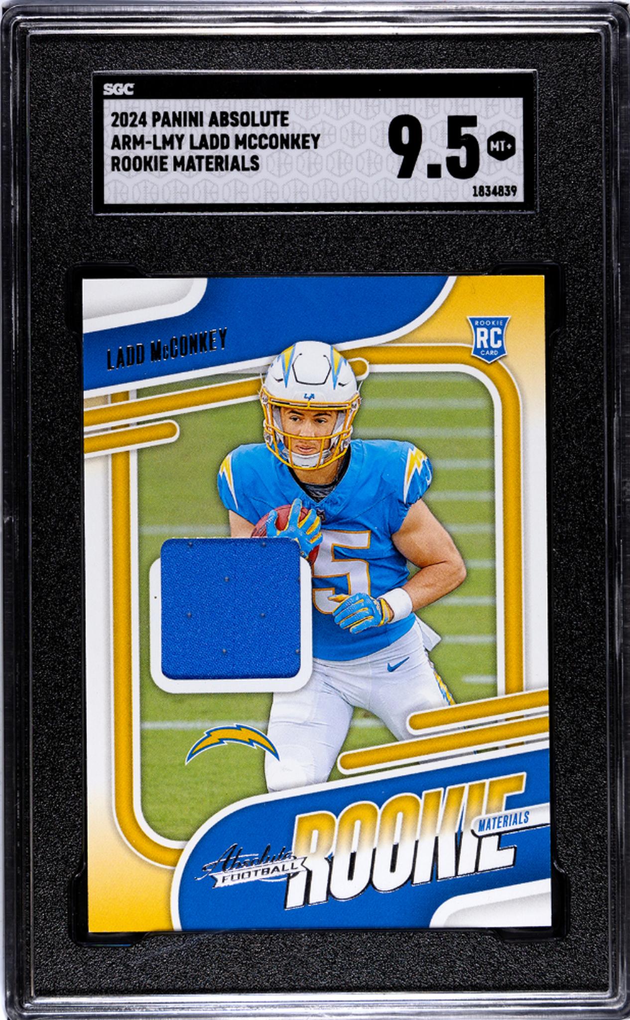 2024 Absolute #ARM-LMY Ladd McConkey Rookie Materials SGC 9.5