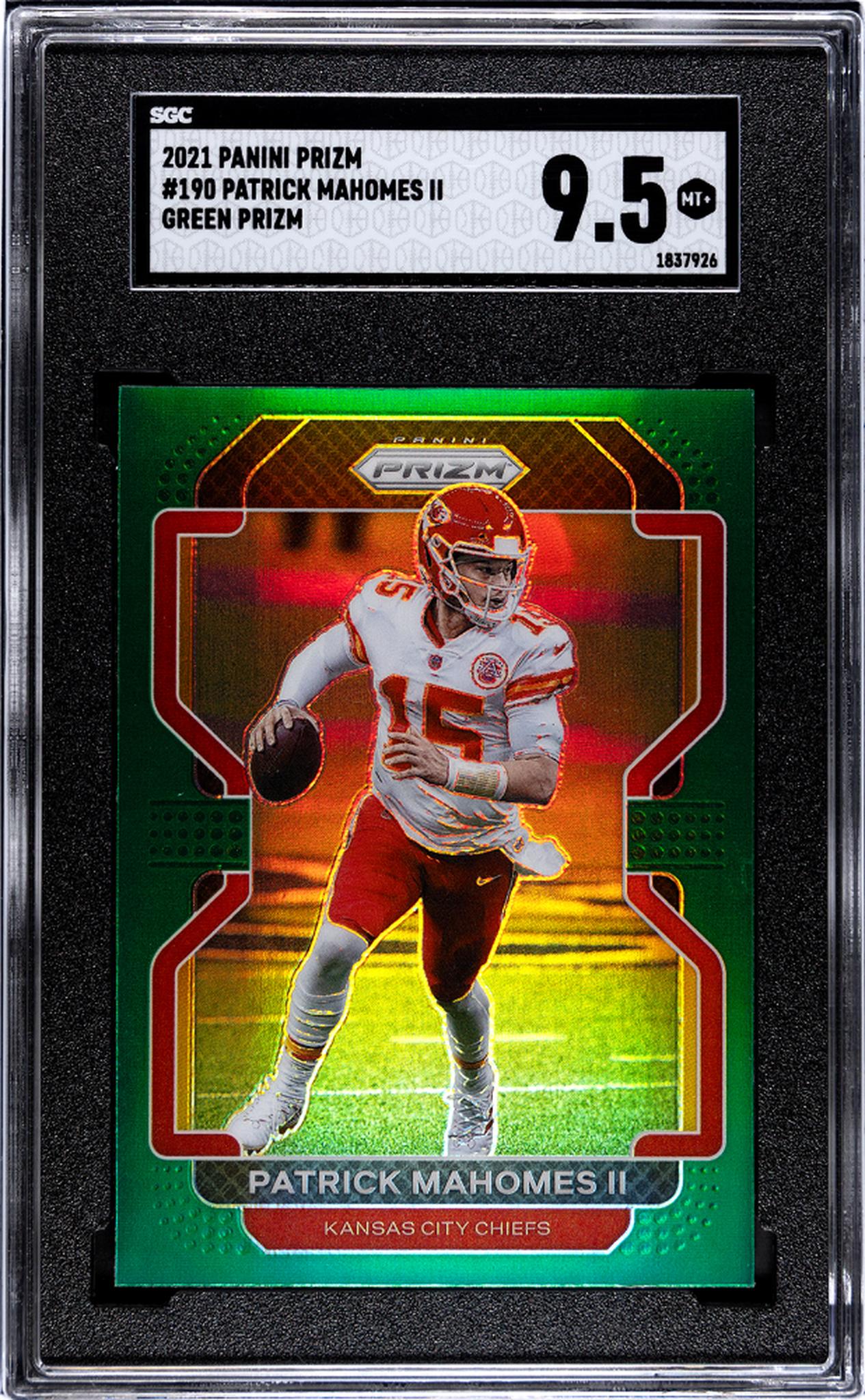 2021 Panini Prizm #190 Patrick Mahomes II Green SGC 9.5 MT+ Kansas City Chiefs