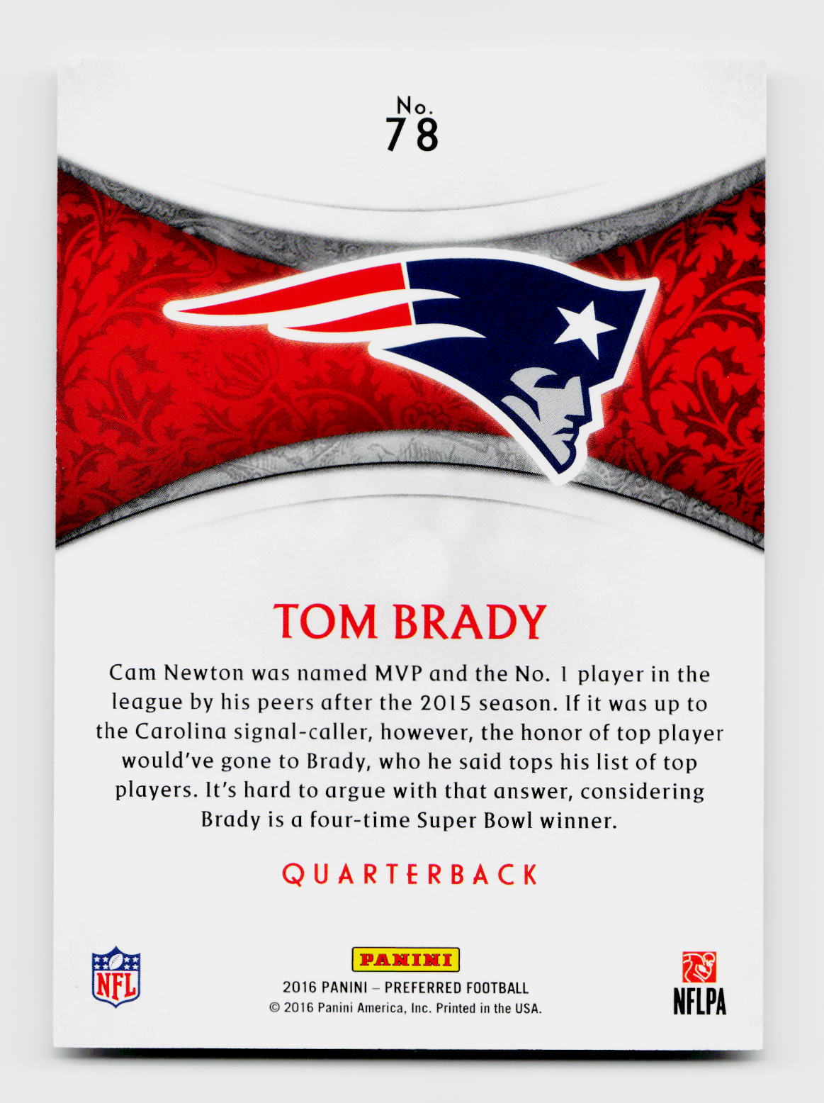 2016 Preferred Crown Royale #78 Tom Brady Bronze /249