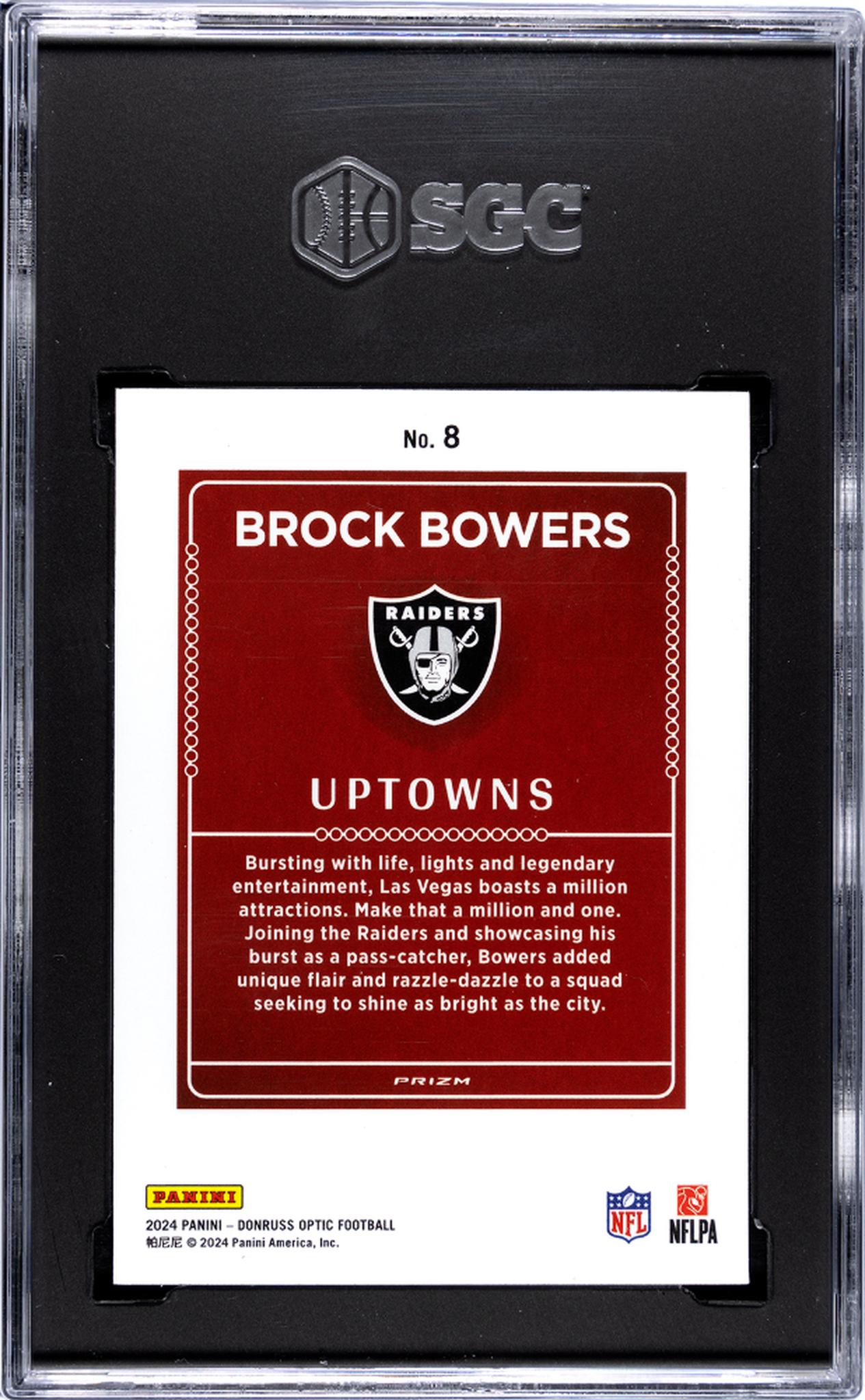 2024 Donruss Optic #8 Brock Bowers Uptowns SGC 9.5