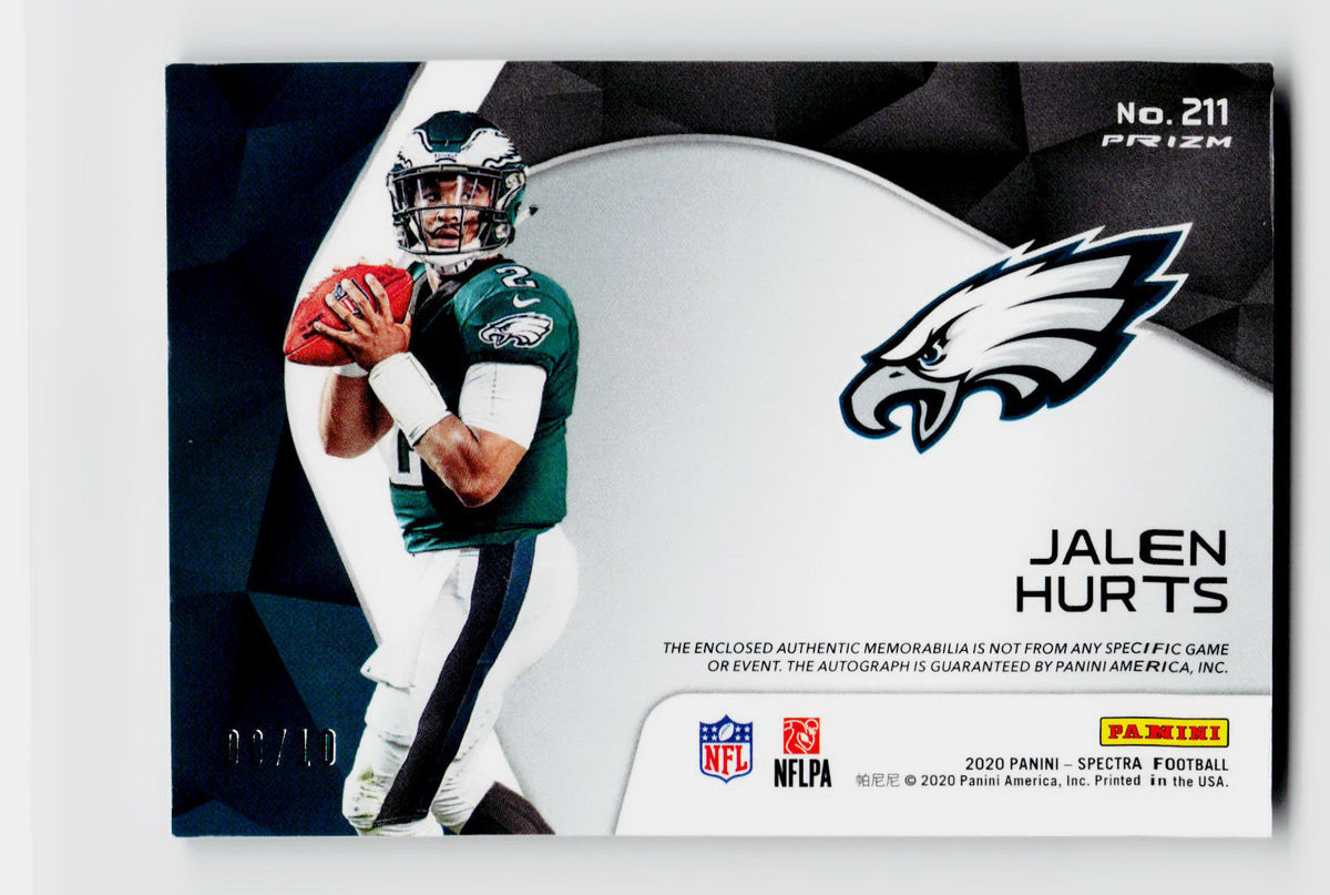 2020 Spectra Jalen Hurts #211 Prizm Patch Auto /10