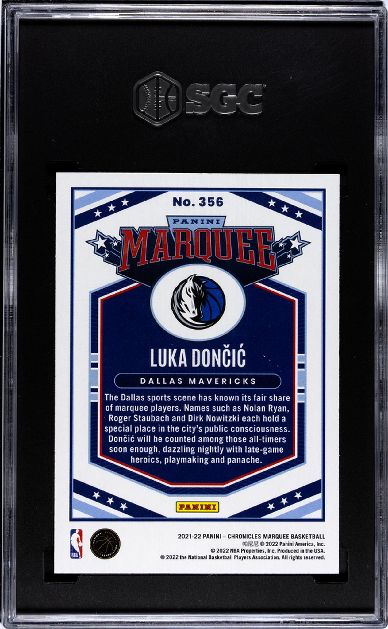 2021-22 Panini Chronicles #356 Luka Doncic Marquee SGC 10