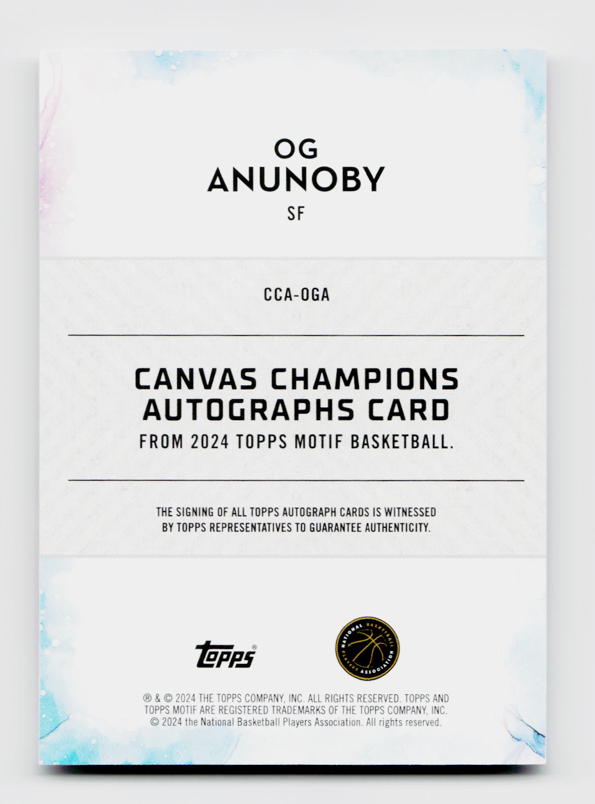 2024 Topps Motif #CCA-OGA OG Anunoby Canvas Champions Auto /49