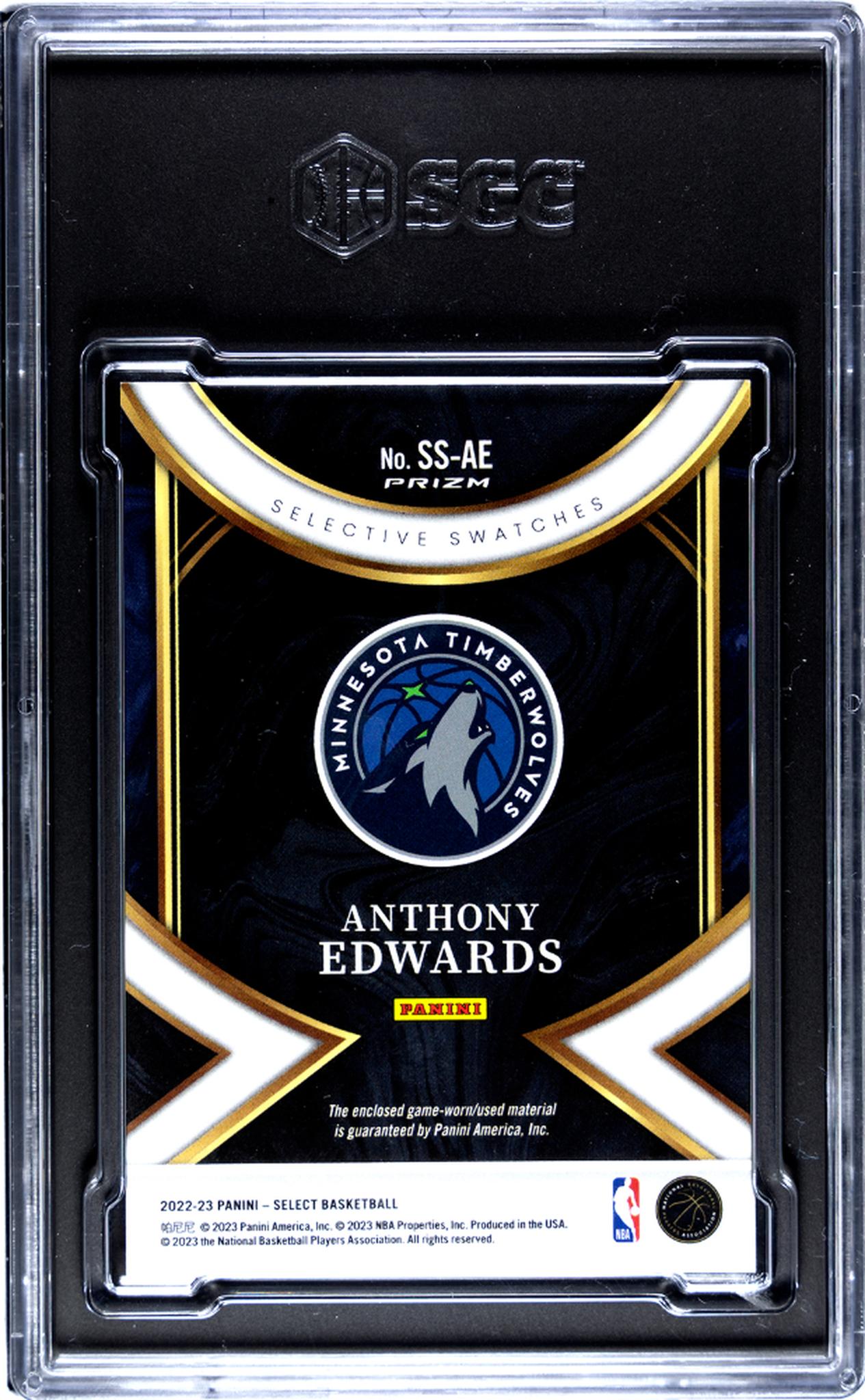 2022-23 Panini Select #SS-AE Anthony Edwards Selective Swatches SGC 9.5