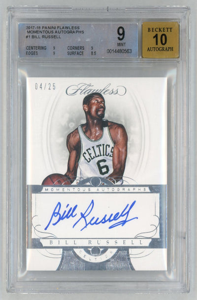 2017-18 Panini Flawless Bill Russell #1 Momentous Autographs /25 BGS 9 Auto 10