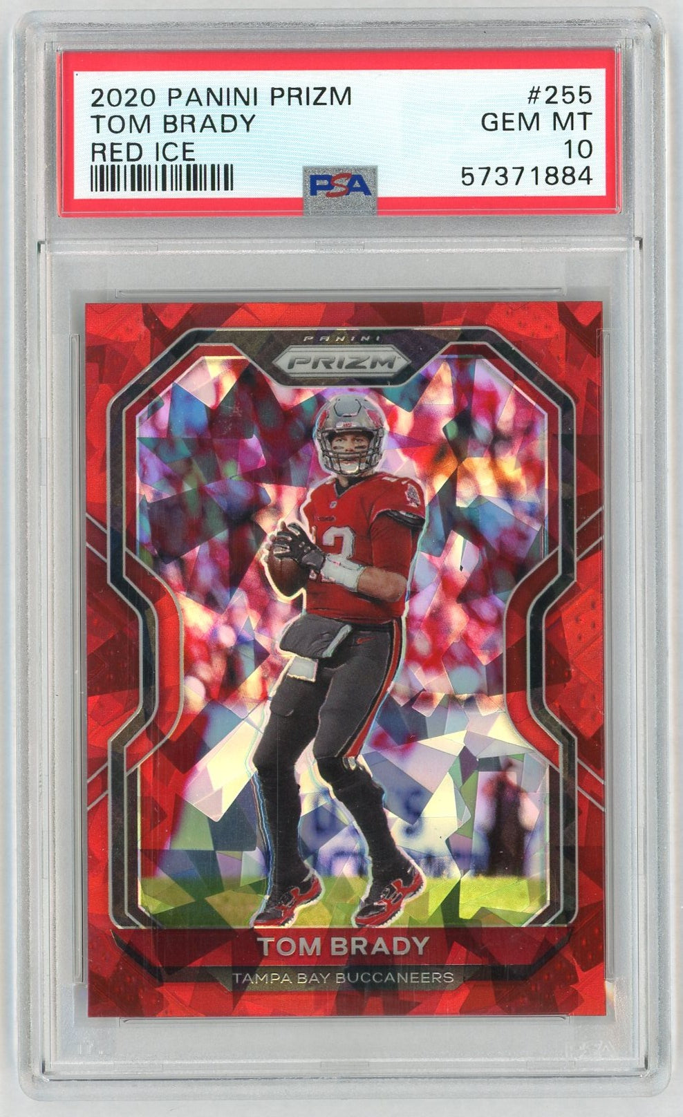 2020 Panini Prizm Red Ice Prizm Tom Brady #255 PSA 10