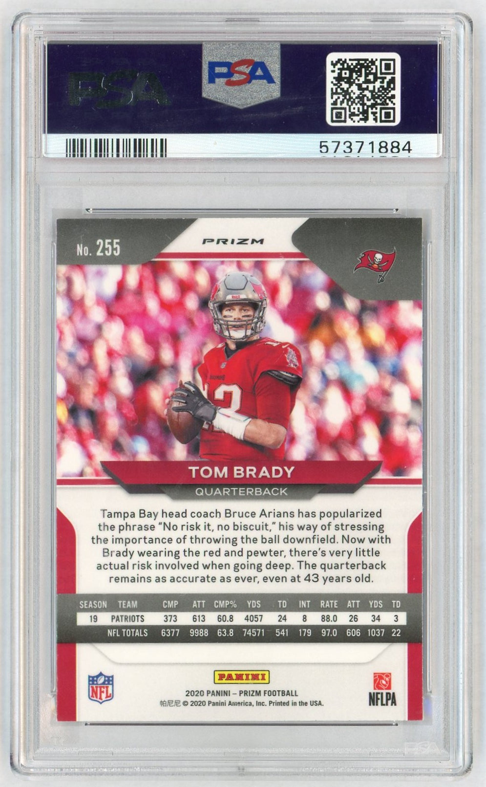 2020 Panini Prizm Red Ice Prizm Tom Brady #255 PSA 10