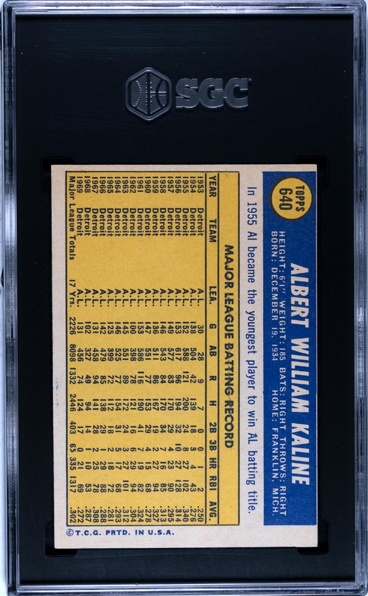 1970 Topps #640 Al Kaline SGC 5