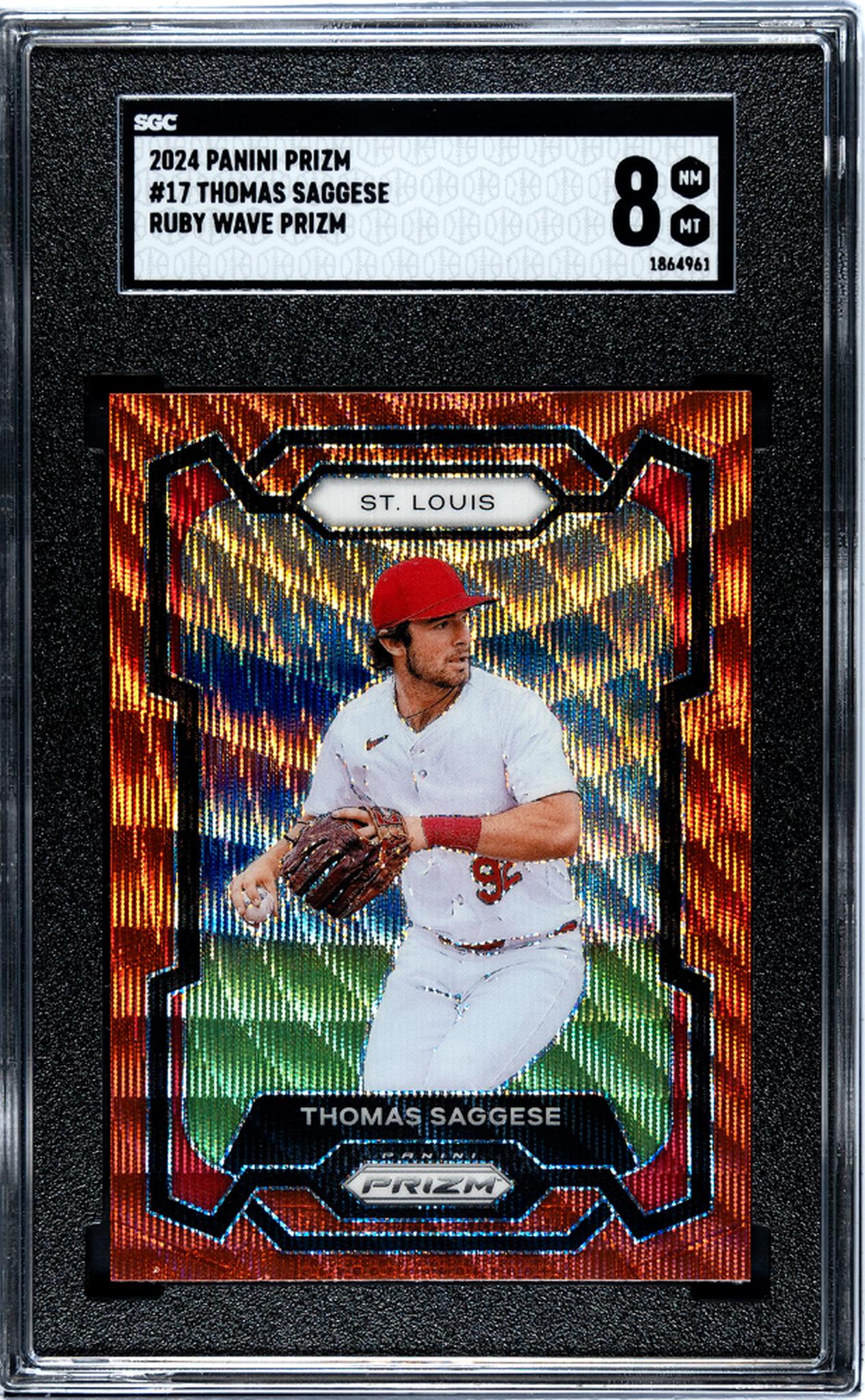 2024 Prizm #17 Thomas Saggese Ruby Wave Prizm SGC 8