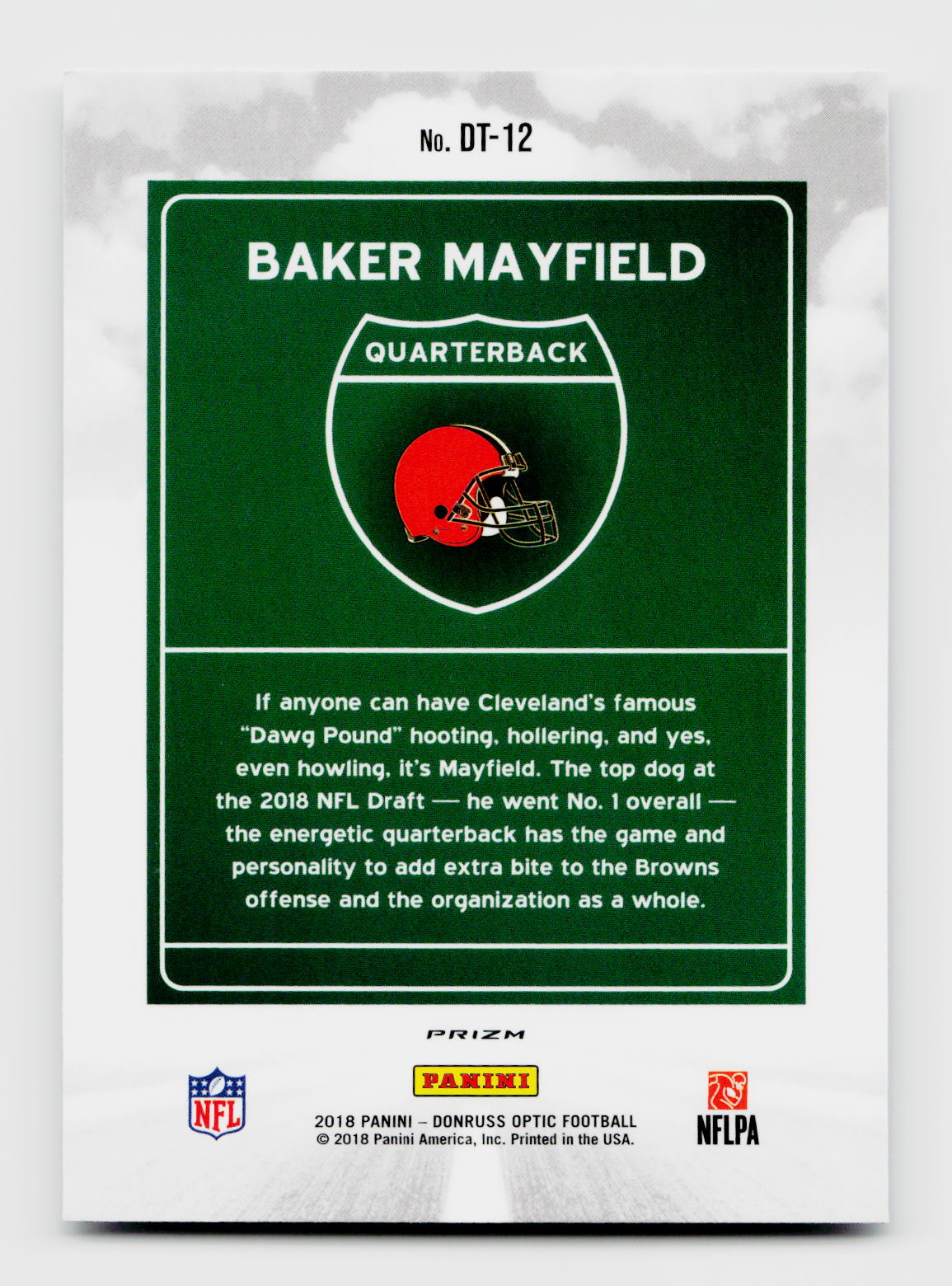 2018 Donruss DT-12 Baker Mayfield Rookie RC Downtown SSP