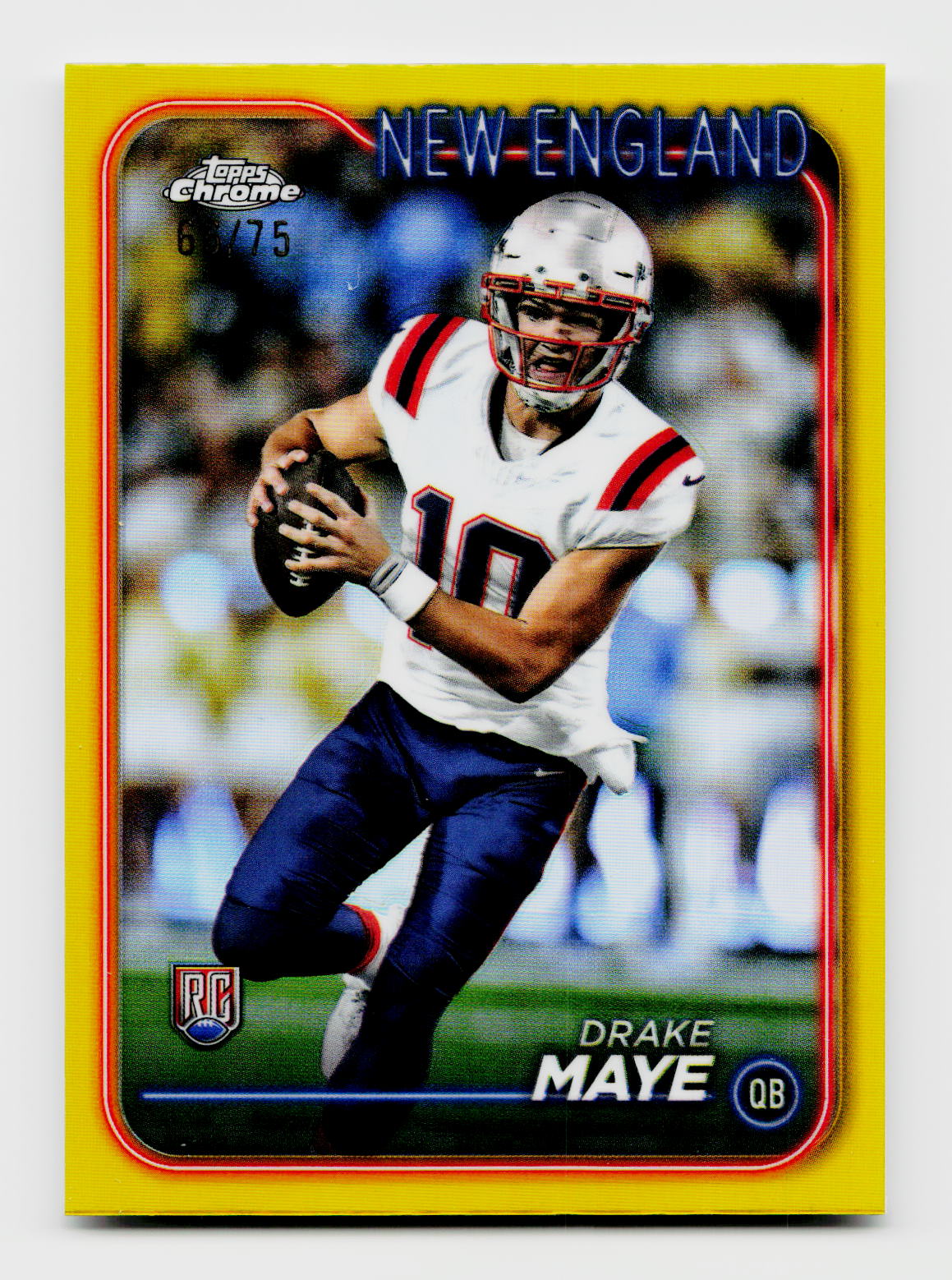 2024 Topps Chrome #203 Drake Maye Rookie RC True Yellow Refractor /75