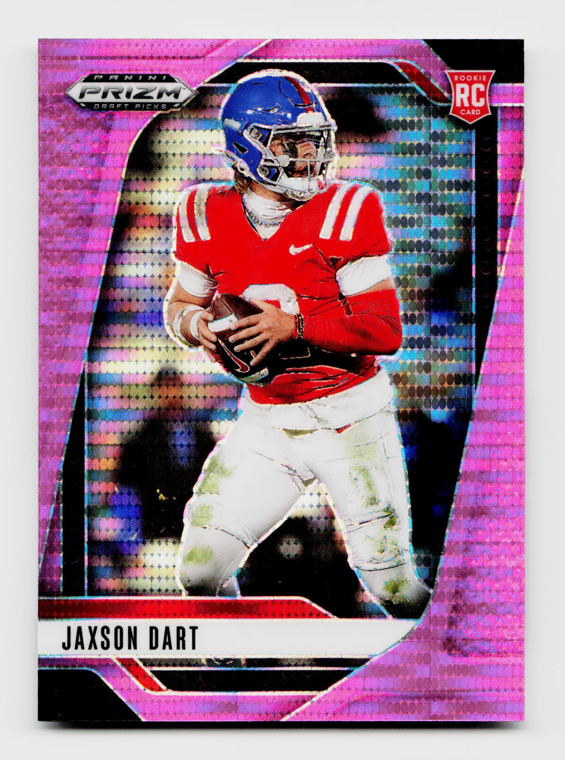 2025 Prizm Draft Picks #90 Jaxson Dart Neon Pink Pulsar SSP /15 Rookie RC