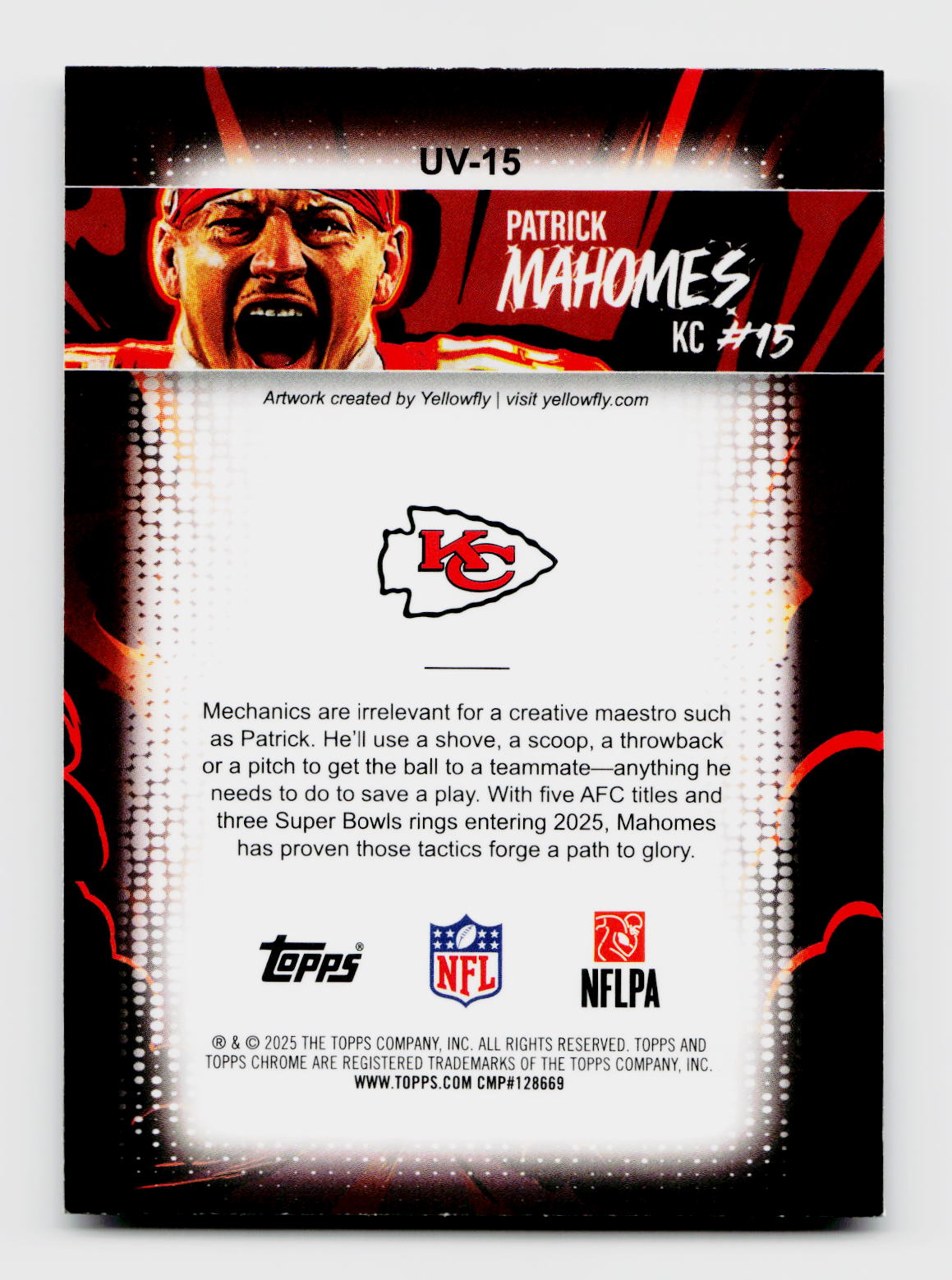 2025 Topps Chrome UV-15 Patrick Mahomes Ultra Violet SSP