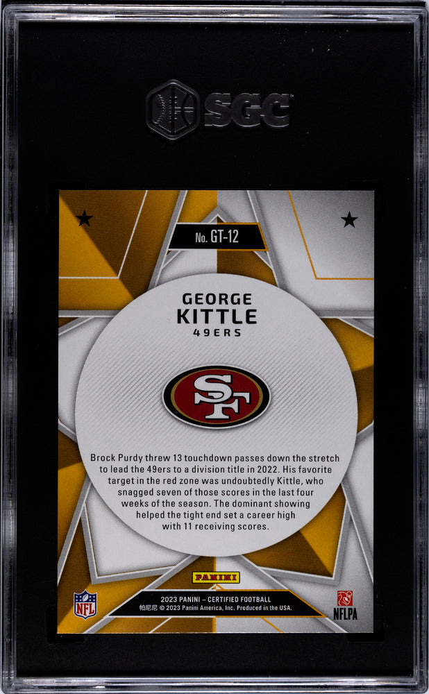 2023 Panini Certified Gold Team Mirror Gold George Kittle #GT-12 /25 SGC 9.5