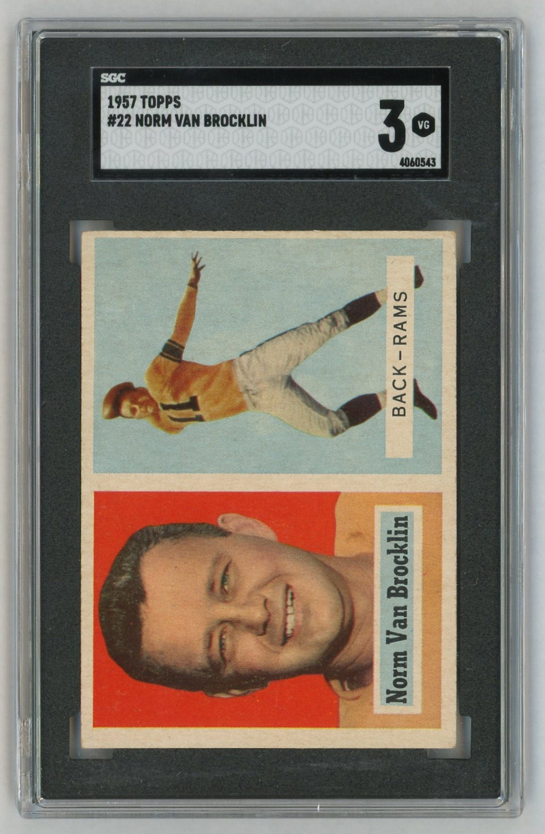 1957 Topps #22 Norm Van Brocklin SGC 3