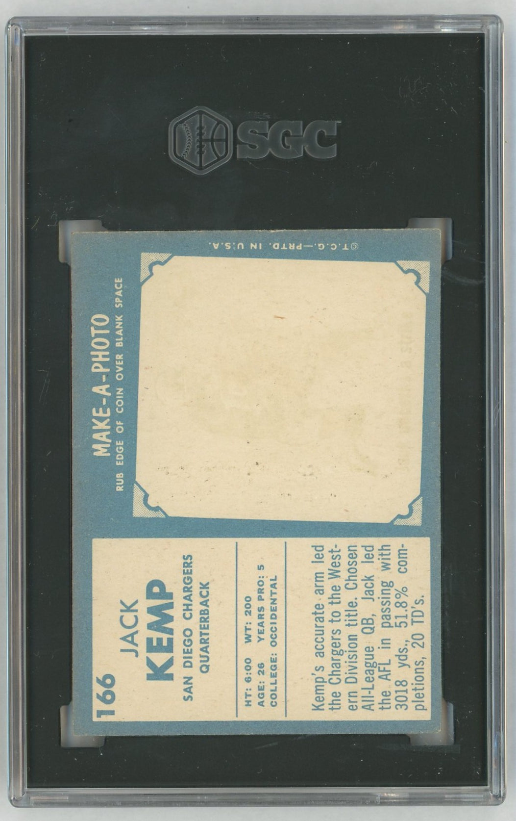 1961 Topps #166 Jack Kemp SGC 4