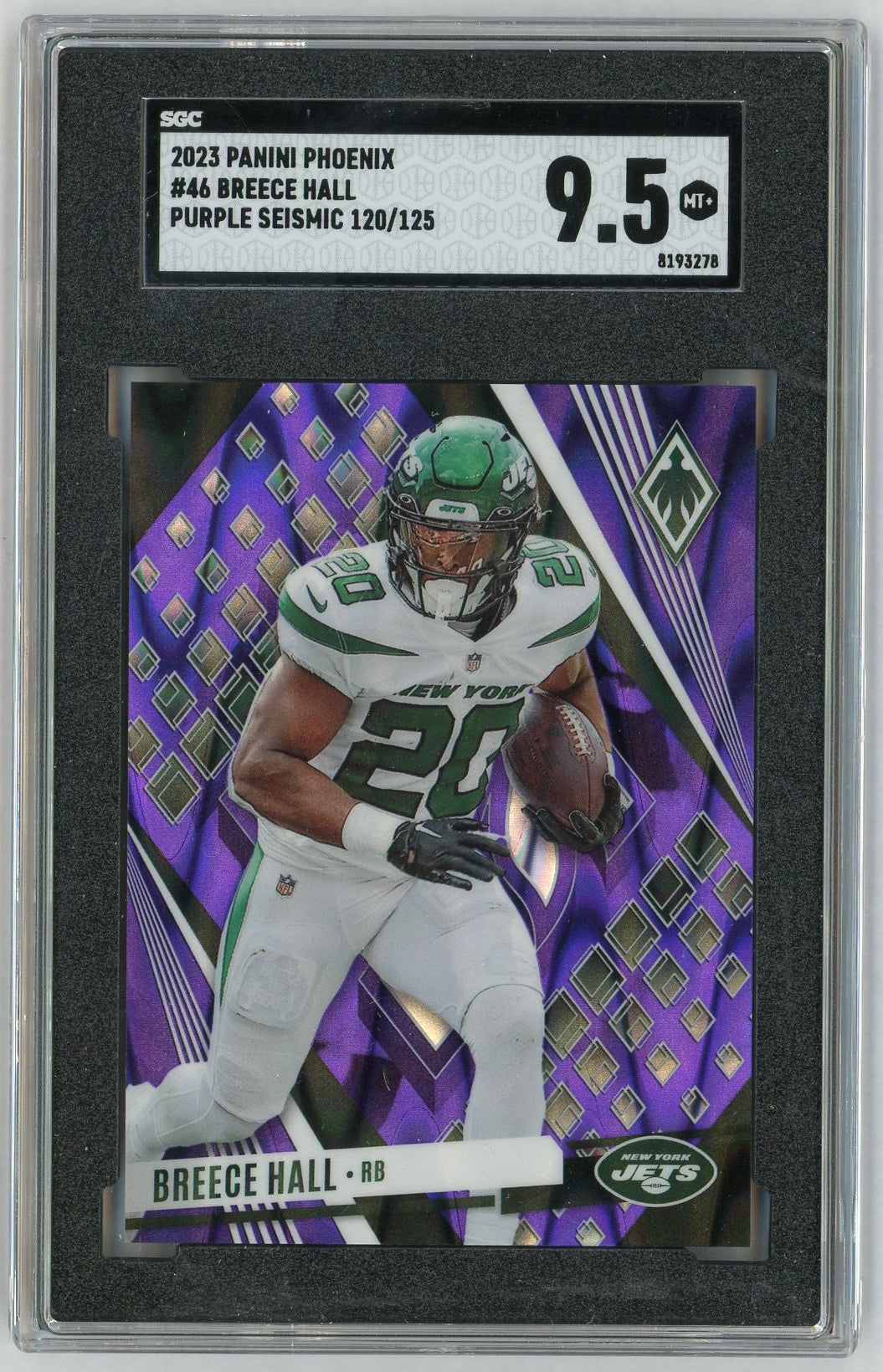 2023 Panini Phoenix #46 Breece Hall Purple Seismic /125 SGC 9.5