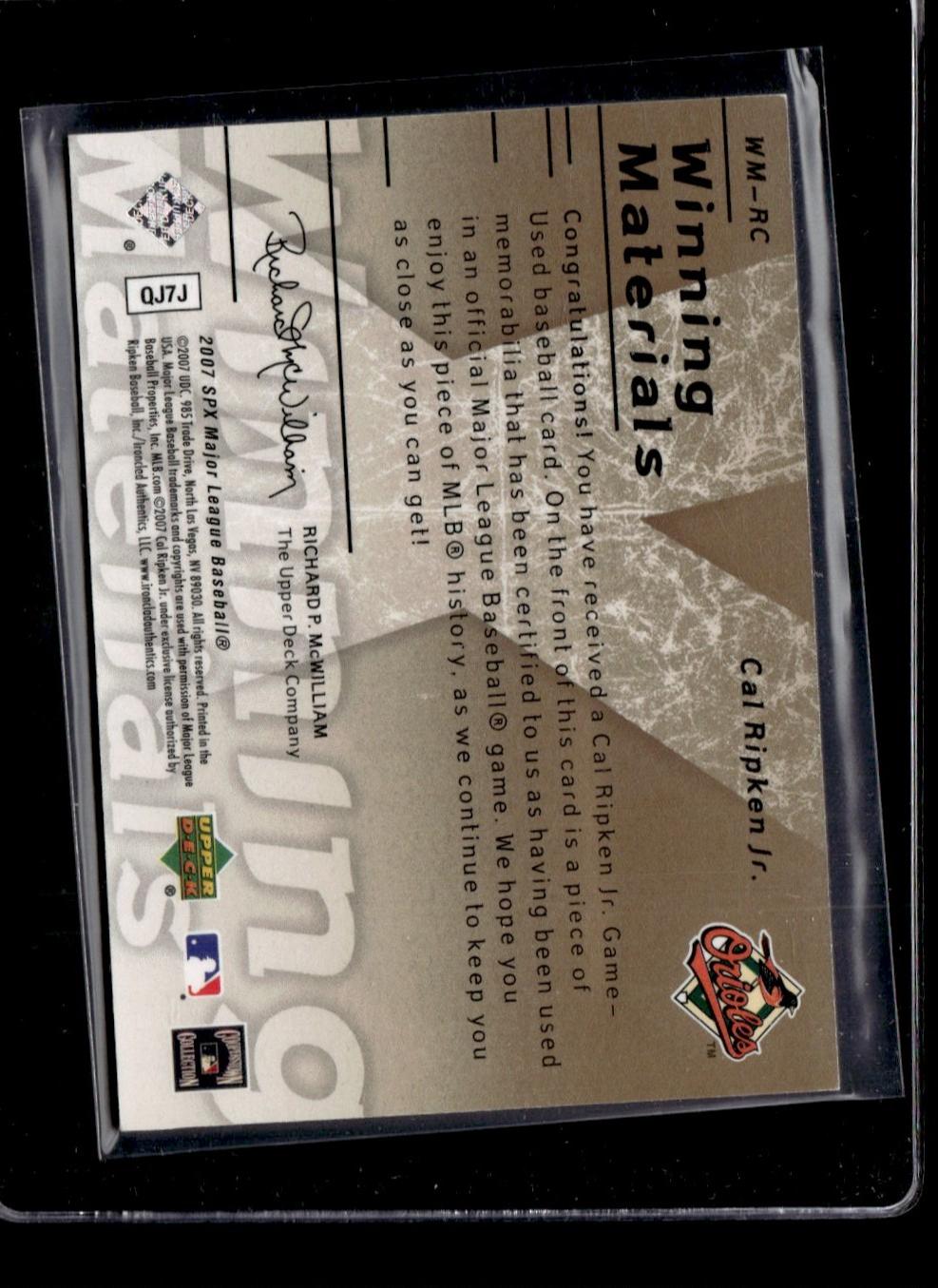 2007 Upper Deck SPX Winning Materials Cal Ripken Jr. #WM-RC /50