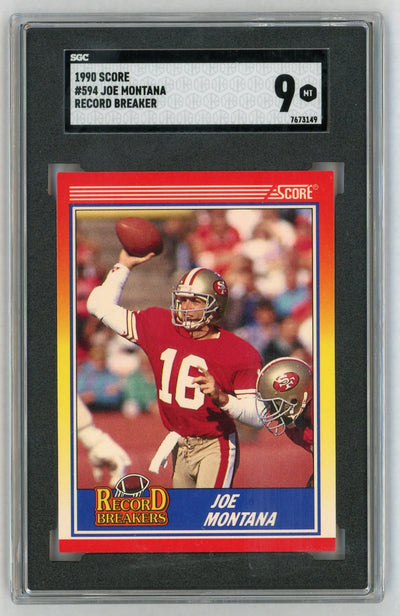 1990 Score #594 Joe Montana Record Breaker SGC 9